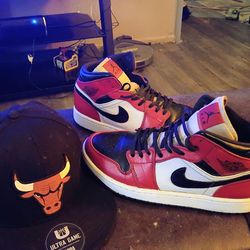 Jordan 1s sz 10 with new Bulls hat