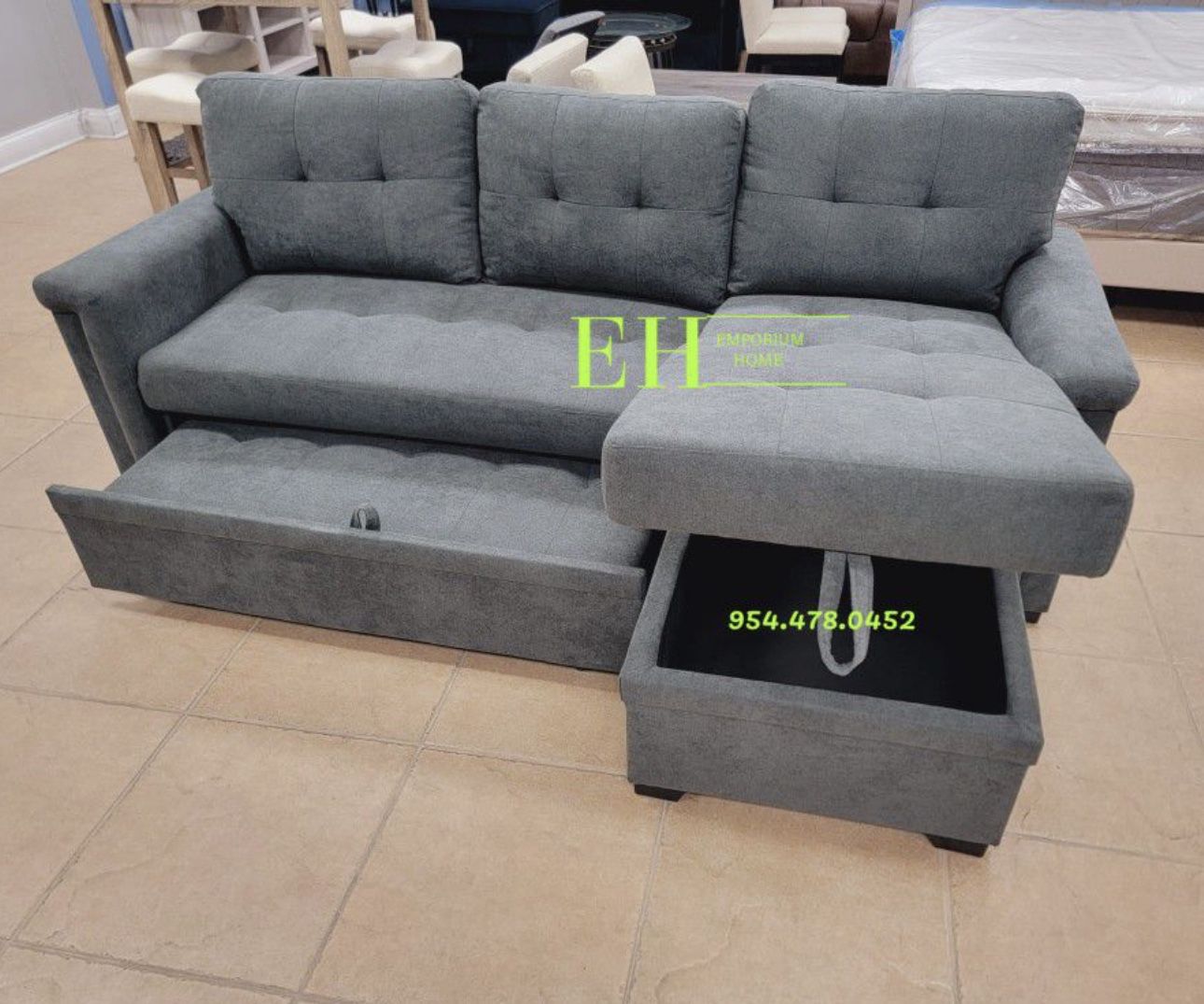 Linen Sofa Sectional Sleeper With Storage 