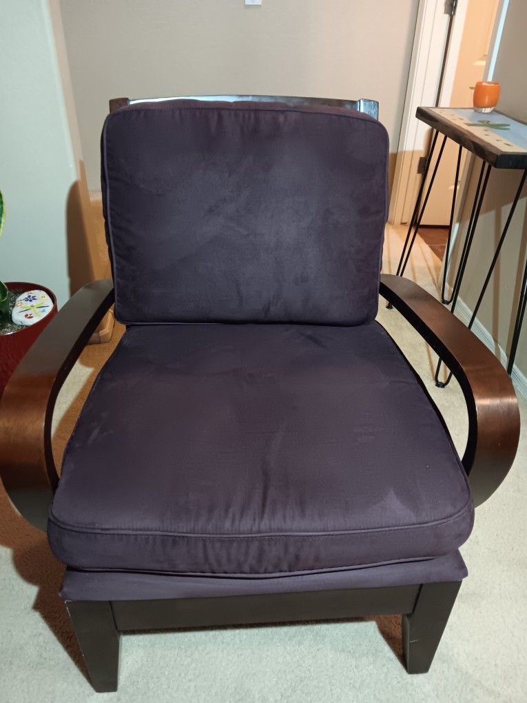 Purple Wood Frame Accent Chair
