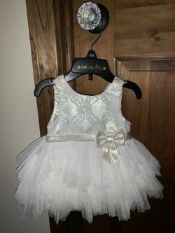 Beautiful ivory lace , tulle & satin baby dress