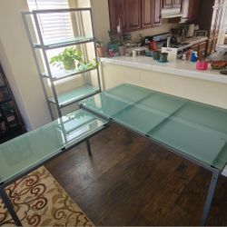 Modern Glass/Metal Desk Table