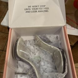 The Shoe Fairy Olympian Sz 9 Clear Posing Heels