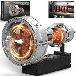 New-Motorized Turbofan Engine Building Blocks, Realistic Aircraft Engine Building Set, Jet Engine Replica with Motor, Simulating Real Operation, STEM 