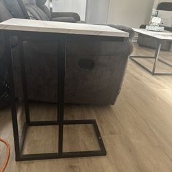 Marble Look Top Side Table 