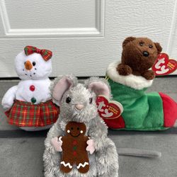 Ty Beanie Babies Christmas Plush Lot Stirring &Stockings &Coolstain