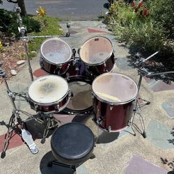 5-piece Drum Set w/ Hardware & Gig Bags