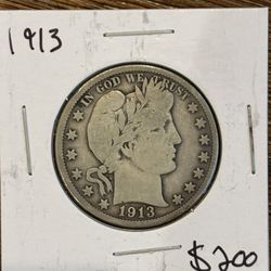 1913 Barber Half Dollar – Early-Date U.S. Silver Coin