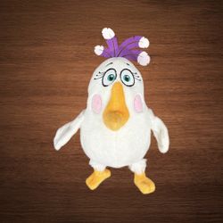 ANGRY BIRDS MOVIE MATILDA PLUSH GIRL.WHITE BIRD W/ PURPLE FEATHERS STUFFED ANIMAL. RARE 7”