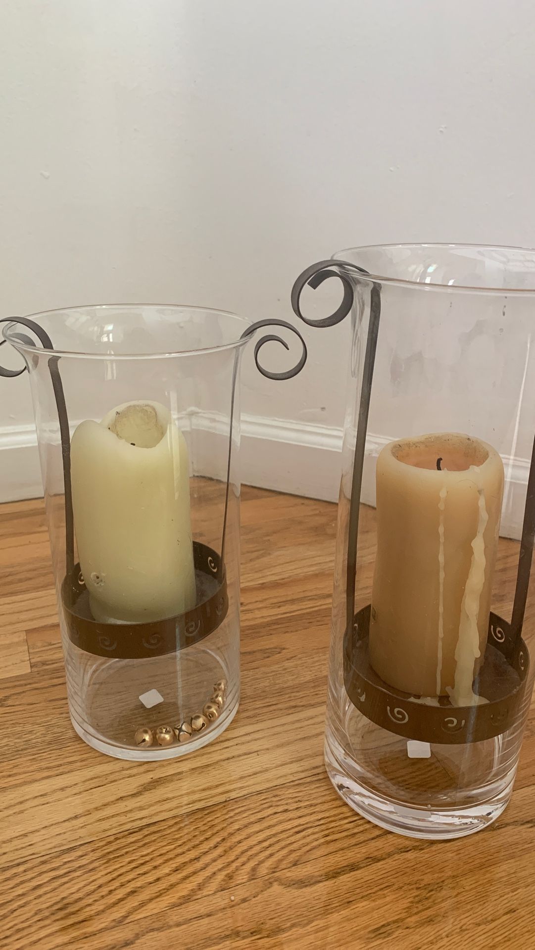 Pair of hurricane candle holders partylite