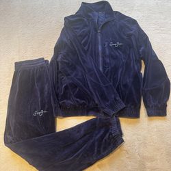 Y2K Sean John Vintage Velour Track Suit Matching Jacket And Pants Vintage Rare 