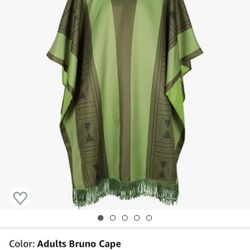 Bruno Costume Hooded Poncho Green Robe Cloak Halloween Dress Up Uniform for Adult
