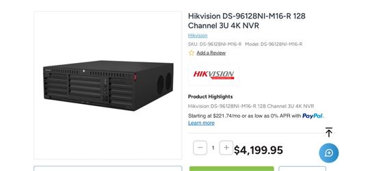 HIKVISION Network Video Recorder 128 channel Model: DS-96128NI-M16