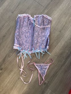 Lace Corset and Thong Lingerie Set / size : XL