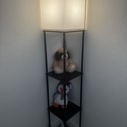 Corner Floor Lamp with Shelves