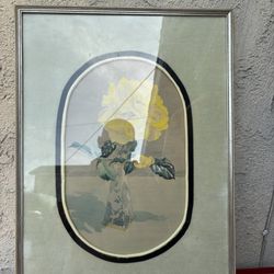 Vintage Framed Artwork “A Yellow Rose” – Signed / Artist Info on Back