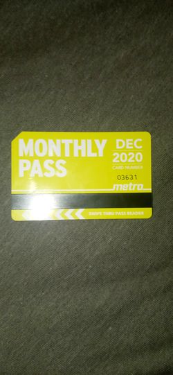 Monthly bus pass for December