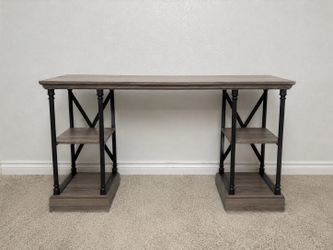 Wood Writing Desk with Storage - Gray