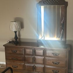 Wooden antique Dresser With Mirror OPEN TO OFFERS
