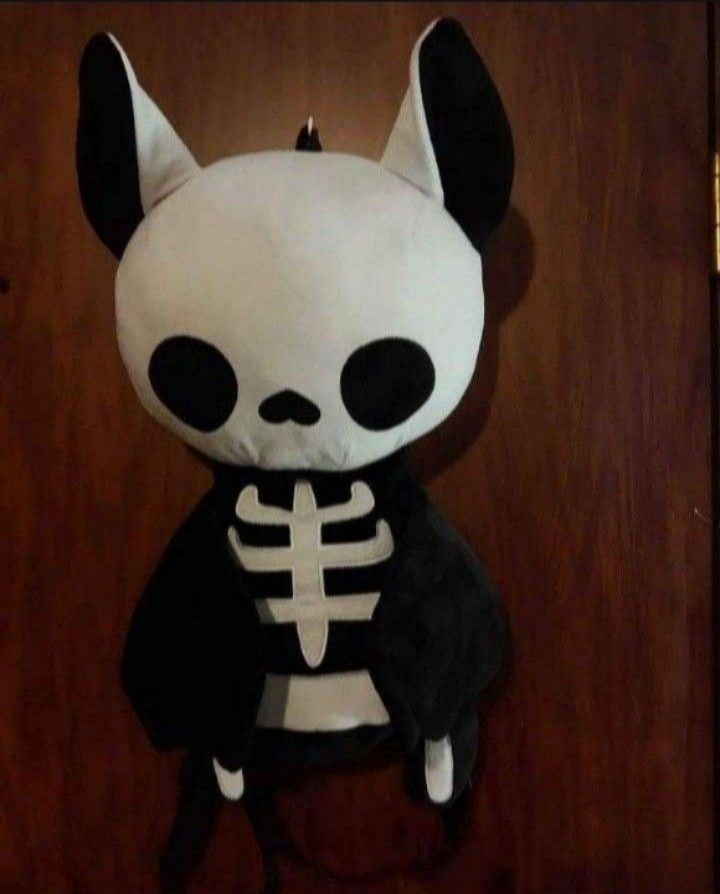 Huge Adorable Skeleton Bat Plushie Gothic Backpack 21"