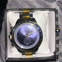 Gold and blue watch