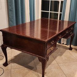 Vintage Solid Mahogany Queen Anne Style Desk