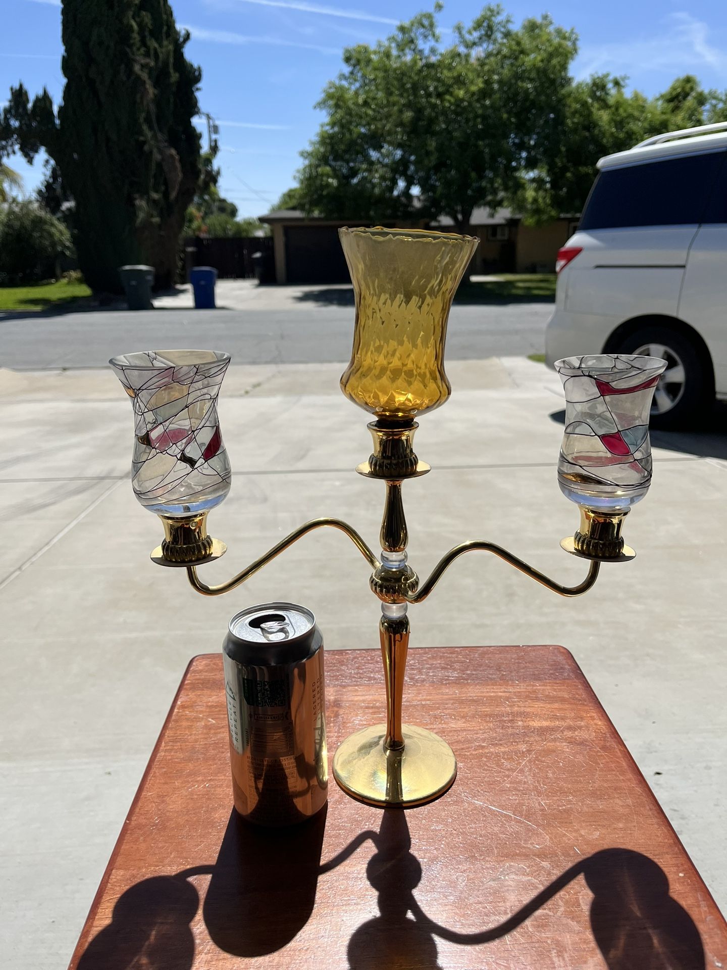 Vintage Brass Candle Centerpiece