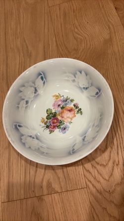 Vintage Bavarian Porcelain Floral Serving Bowl