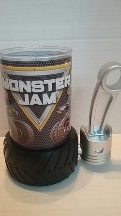 Monster Jam Cup In Tire & Gear Shift Holder Grave Digger Zombie Toro Loco Feld