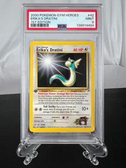 1st Edition PSA MINT 9 Erika's Dratini #42 Gym Heroes FRESH SLAB!!