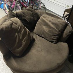  Suede L couch with round sofa Included 
