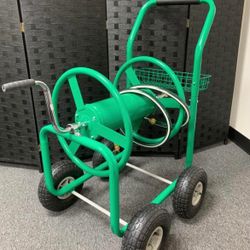 Heavy Duty 4-Wheel Garden Hose Reel Cart - 300 Ft Capacity
