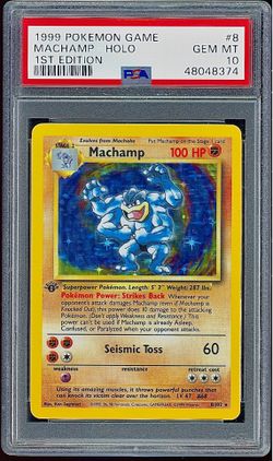1999 POKEMON BASE SET 1ST EDITION #8 MACHAMP-HOLO PSA 10
