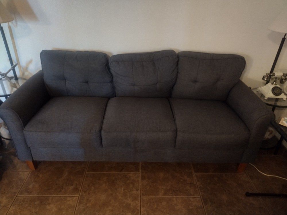 Small Dark Greyish Blue 3 Seat Couch 