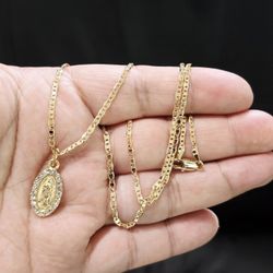 14k Gold Plated Virgen Necklace 