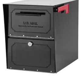 Oasis Classic Black, Extra Large, Steel, Locking, Post Mount Parcel Mailbox with High Security Reinforced Lock