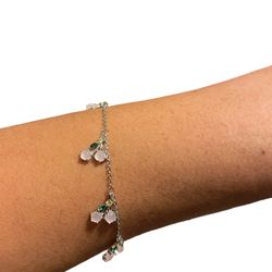 Silver tone Anklet with crystals