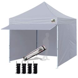 Eurmax USA 10 X 10 Pop Up Canopy Commercial Tent Outdoor Party Canopies With 4 Removable Zippered Sidewalls And Roller Bag Bonus 4 Canopy Sand Bags & 