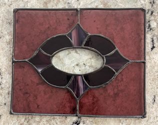 VTG STAINED BEVELED GLASS HANGING WINDOW PANEL