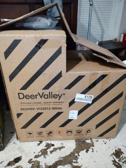 DEERVALLEY Liberty 12 in. Rough In 1-Piece 1.1/1.6 GPF Dual Flush
Compact Round Toilet in White, White Button, Seat Included
