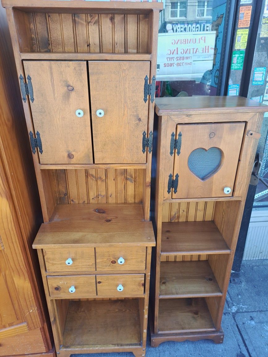 2 PC Wooden Combo Dresser /night Stand And Bookcase