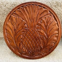  Vintage Hand Carved Wooded Pineapple Wall Plaque