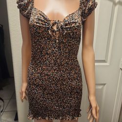 Brown And Pink Floral Mini Dress Sjze Small Location In Description 