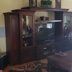 Tv Stand With Glass Door Curios And Storage 