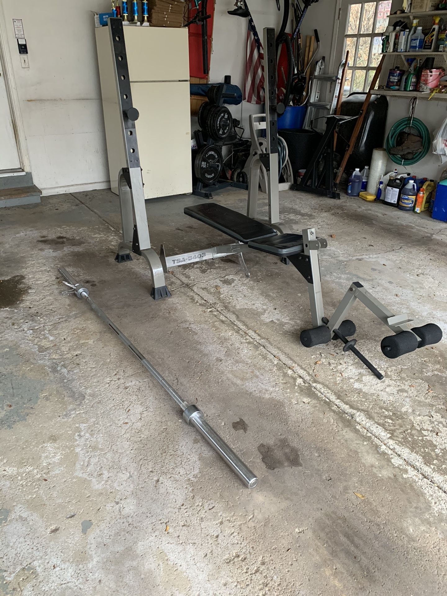 TSA-5403 Adjustable Bench, TSA-Weight Tree, Olympic weight set, Bar and Clips