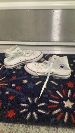 Converse Chuck Taylor All Star Hi-Top Shoes Youth Size 1 White Canvas Lace Up