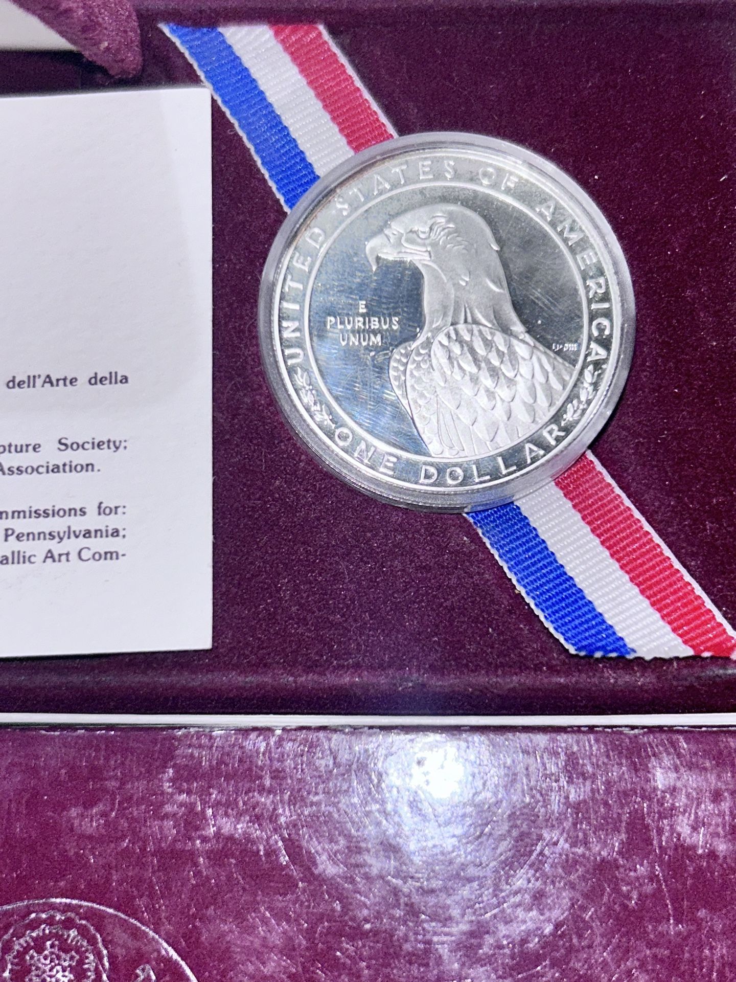 Olympics Liberty, one dollar coin with COA, and inally origin Nice 1983 Angeles