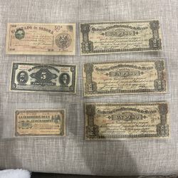 Old Mexican Currency 1913 (6 pieces)