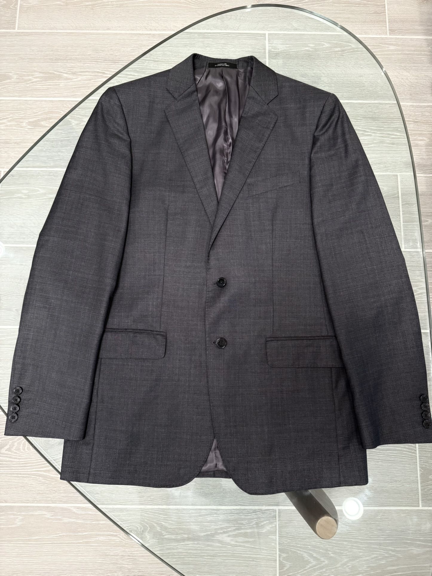 Ermenegildo Zegna/Saks Fifth Avenue Mens 40L 33x31.5 Charcoal Slim Fit Wool Suit
