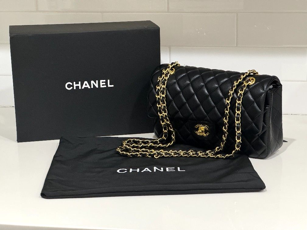 Medium Double Flap Crossbody Bag  Chanel Black With Box & Dust Bag