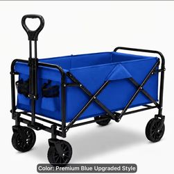 New! BLUE Extra Large and Extra Long Capacity Wagon with 360 degree All Terrain Tires with Steel frame - high quality